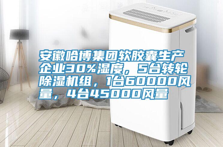 安徽哈博集團軟膠囊生產企業30%濕度，5臺轉輪除濕機組，1臺60000風量，4臺45000風量