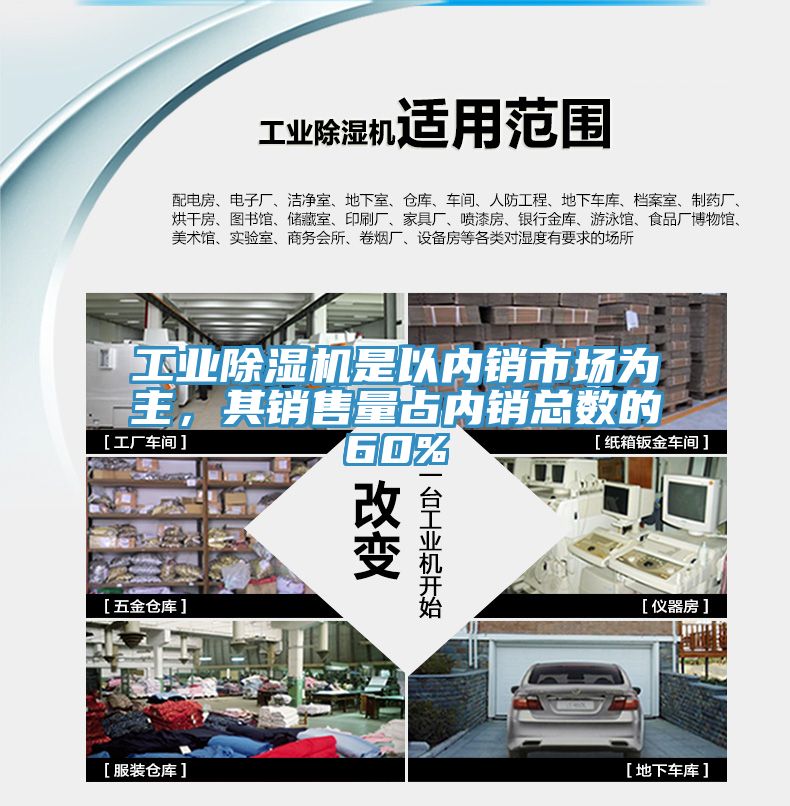 工業除濕機是以內銷市場為主，其銷售量占內銷總數的60%